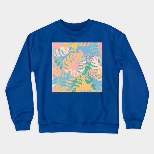 Pastel Plants / Colorful Monstera Leaves Crewneck Sweatshirt by matise